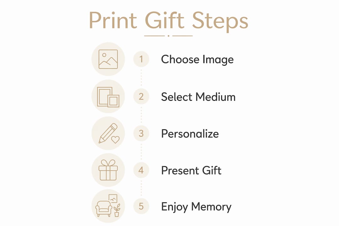 Infographic outlining photography print gift steps