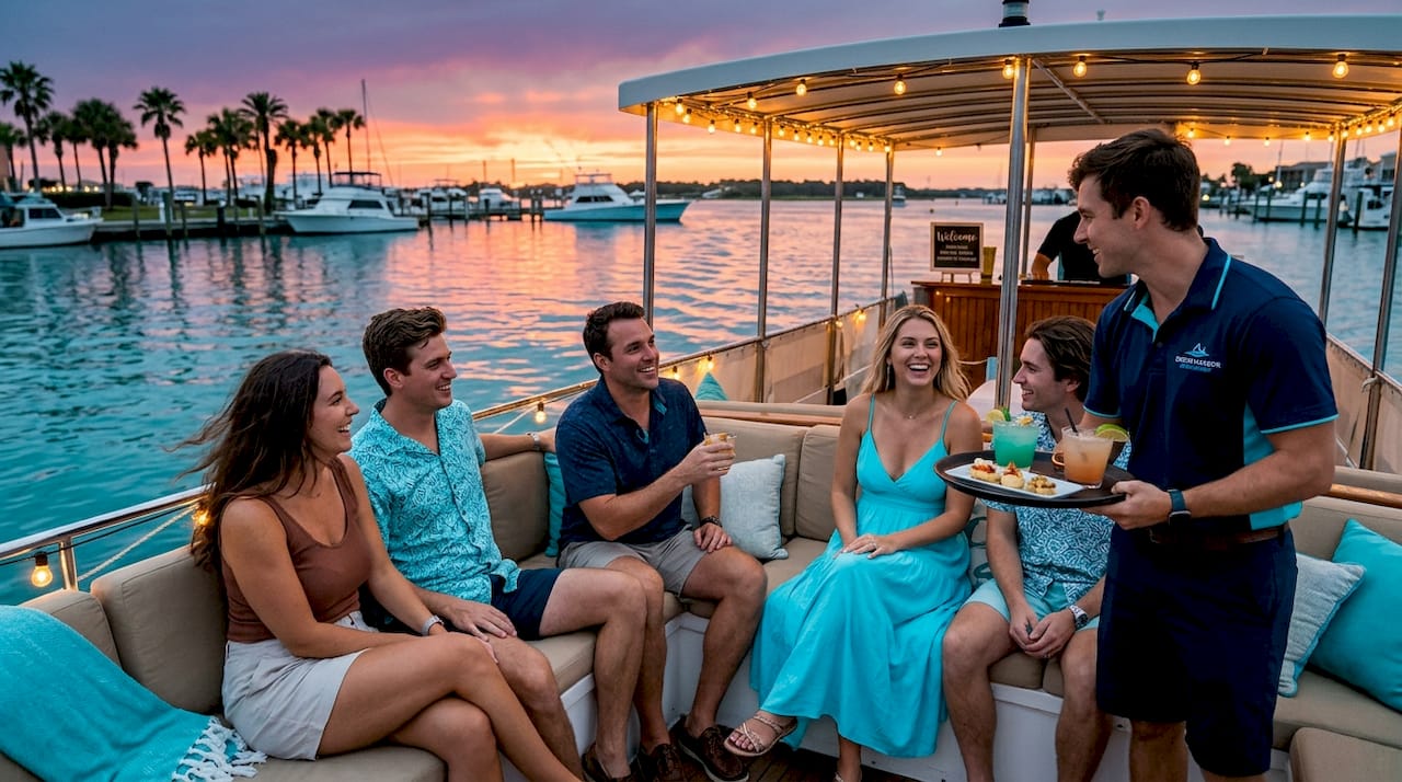 Intimate sunset harbor cruise with small group