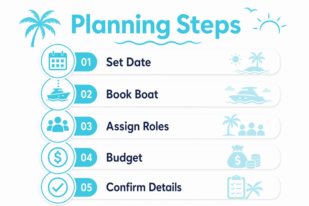 Infographic showing planning steps for group outing