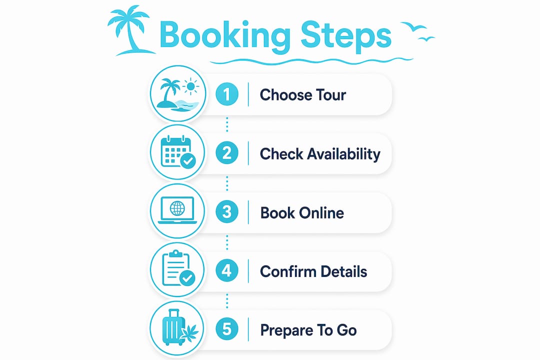 Infographic illustrating steps to book a boat tour