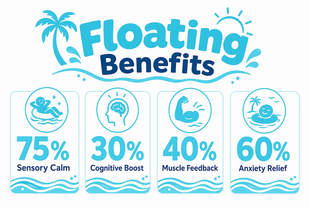 Infographic showing key floating benefits for kids