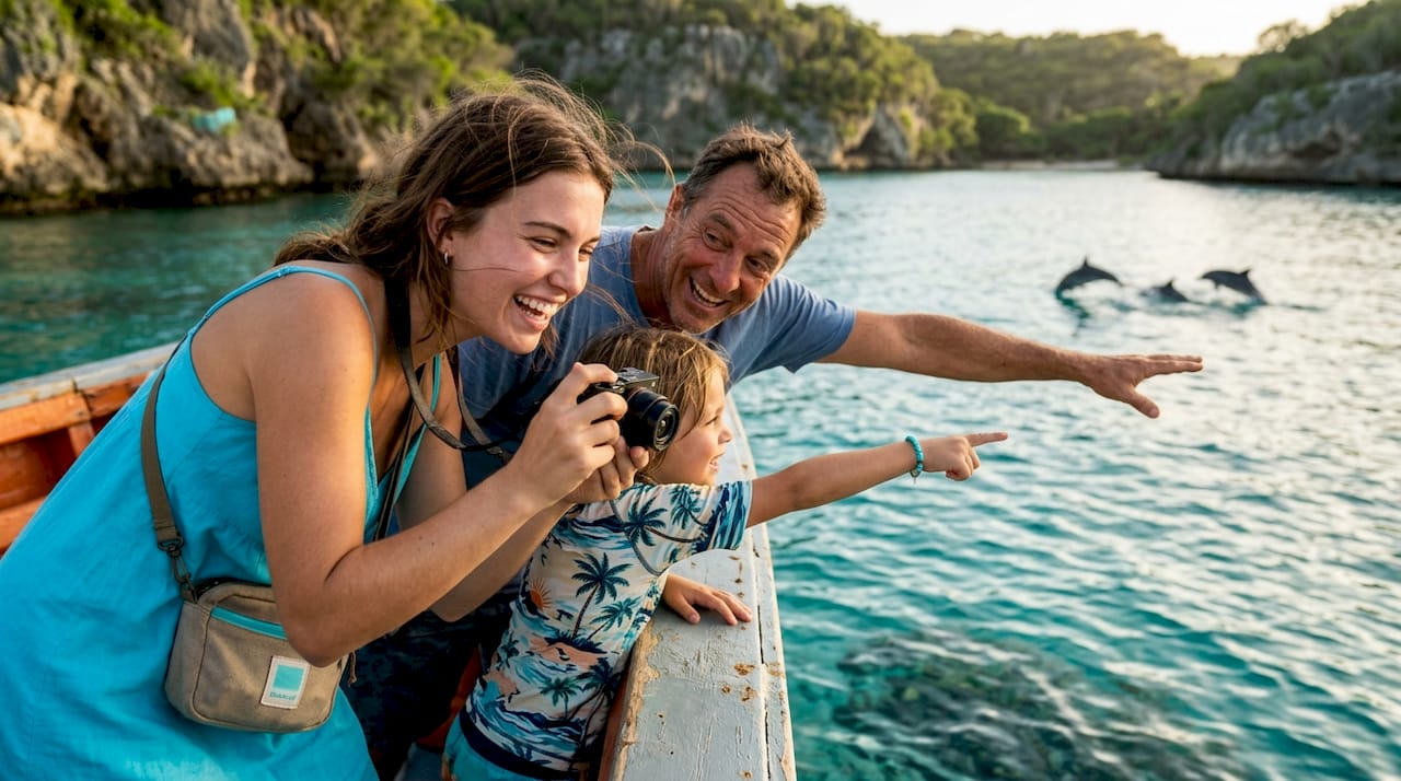 Guests enjoying cruising and sightseeing on tour boat