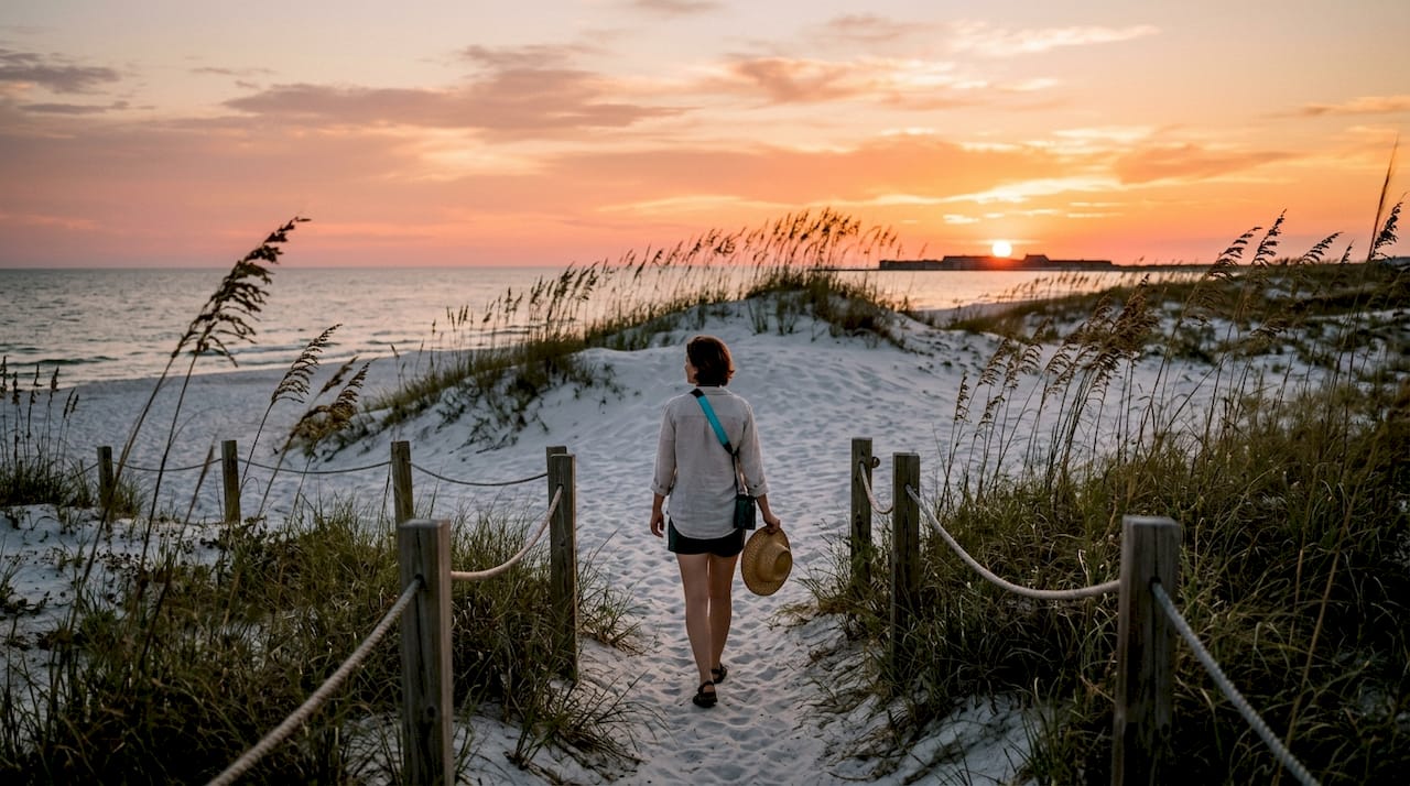 Natural protected Pensacola Beach dunes and boardwalk