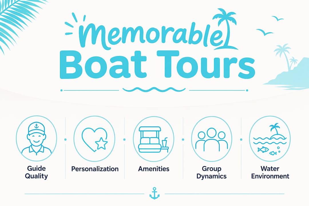 Infographic illustrating key elements of memorable boat tours