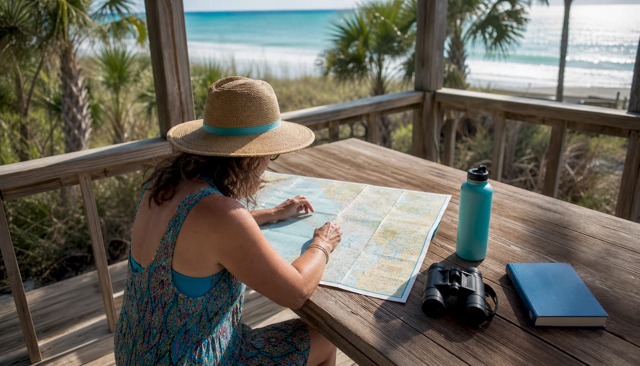 Traveler planning Florida Panhandle tour outdoors