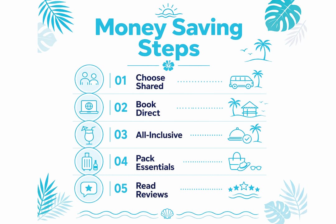 Infographic outlining saving steps for boat tours
