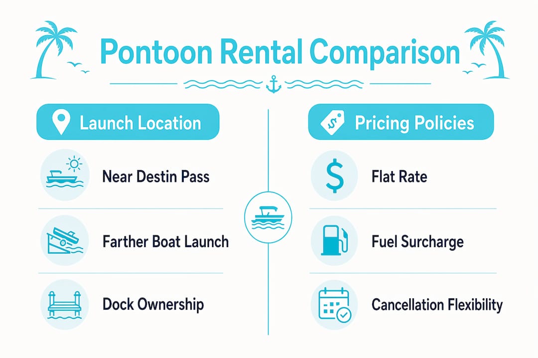 Infographic comparing pontoon rental options and pricing