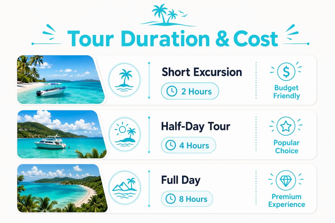 Infographic showing shared tour durations and typical costs