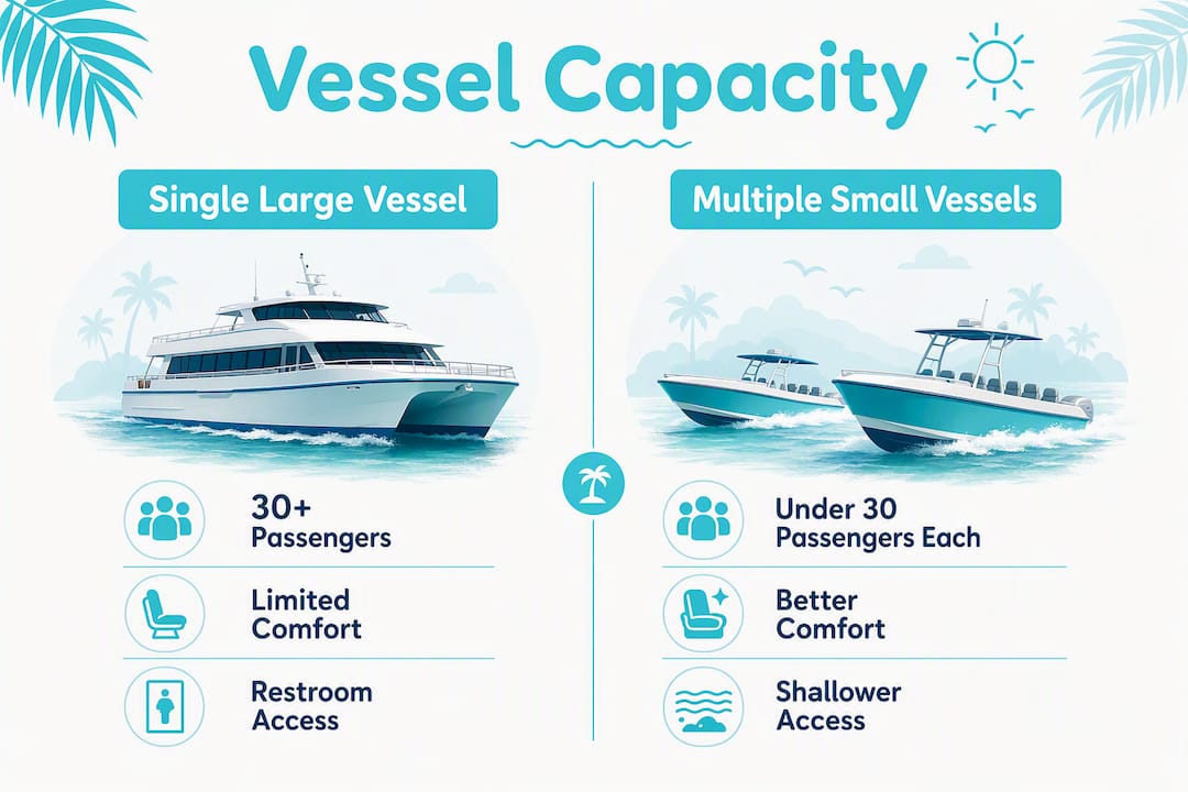 Infographic comparing vessel capacity and group sizes