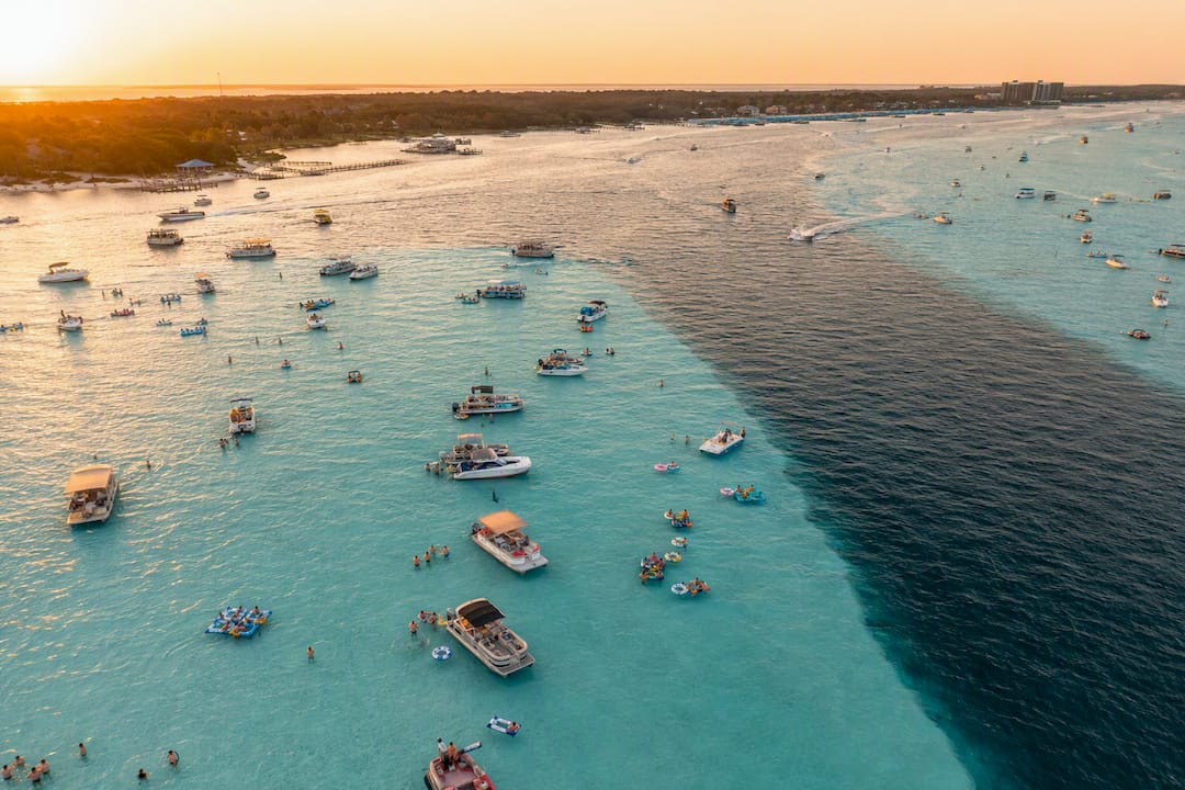 Crab Island sandbar shallow center and drop-off edges
