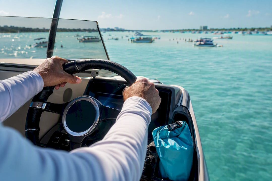 Captain steering toward Crab Island