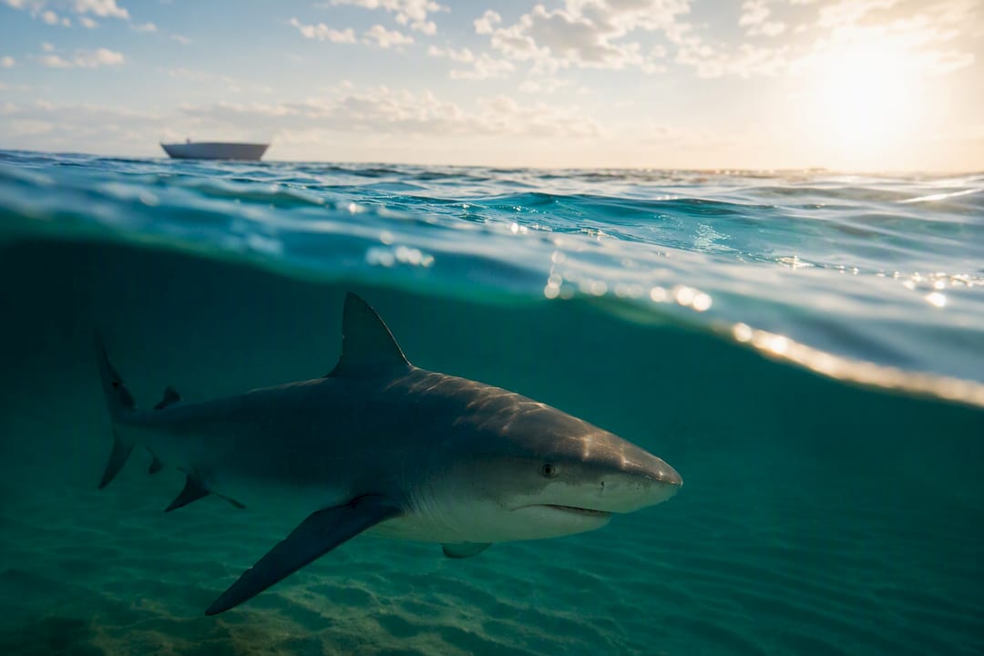 Shark passing beneath Crab Island waters