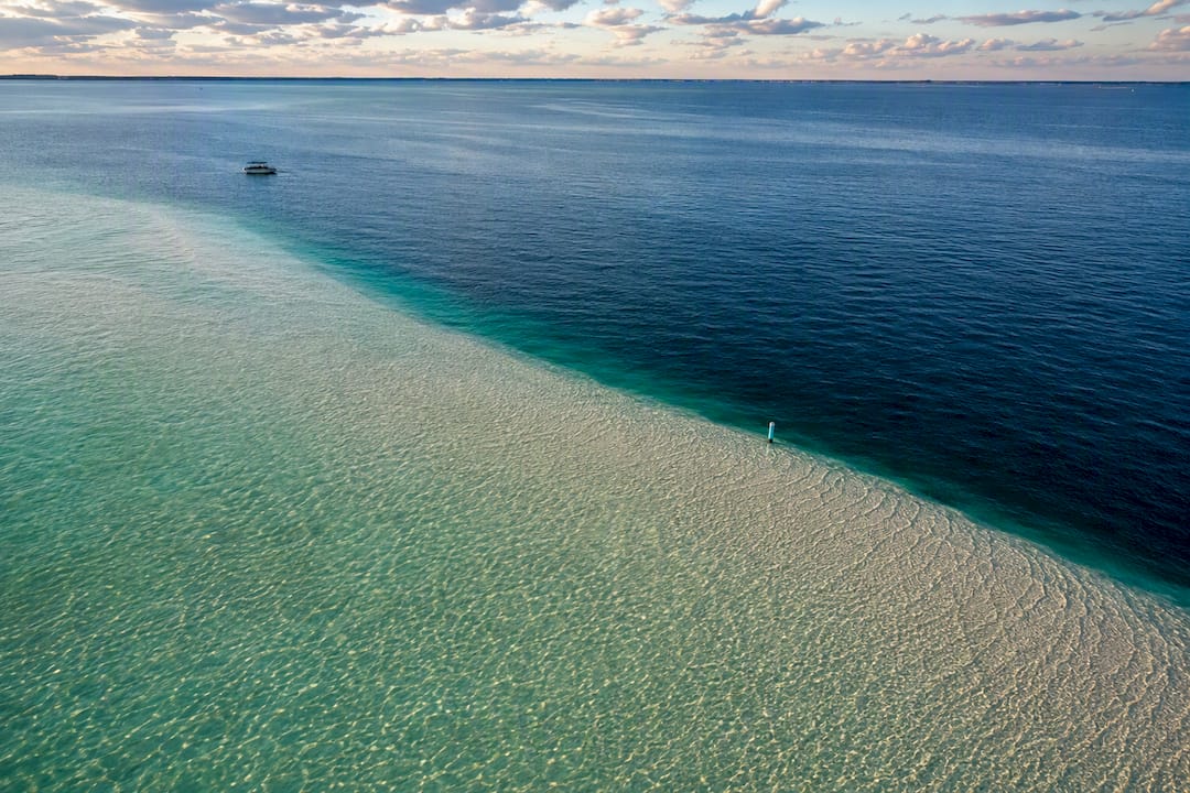 Crab Island shallow water beside deeper channel