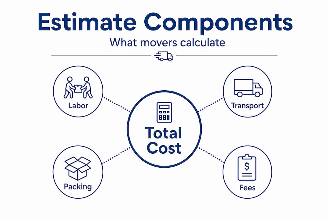Hierarchy infographic showing moving estimate breakdown