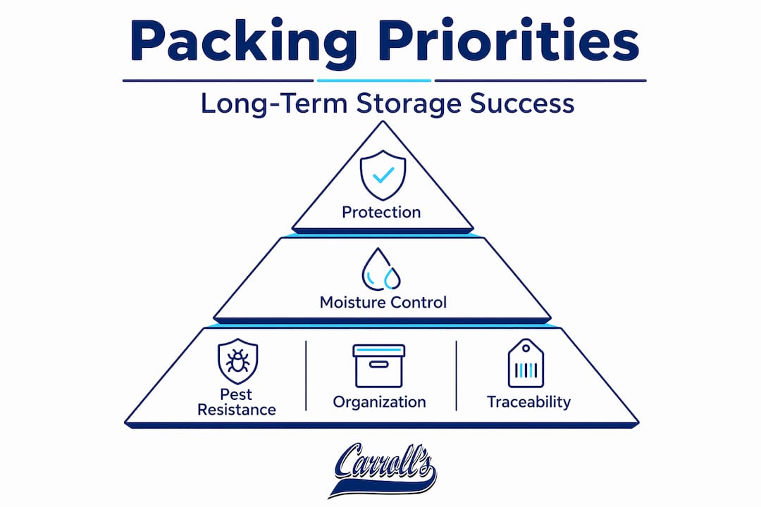 Hierarchy infographic showing packing priorities