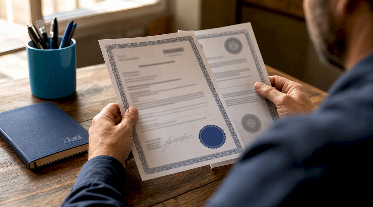 Mover reviewing licensing and insurance documents