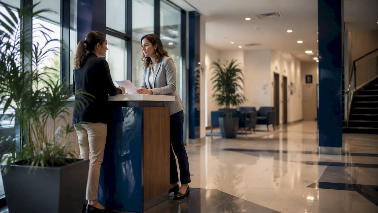 FMCSA office reception with employee at desk