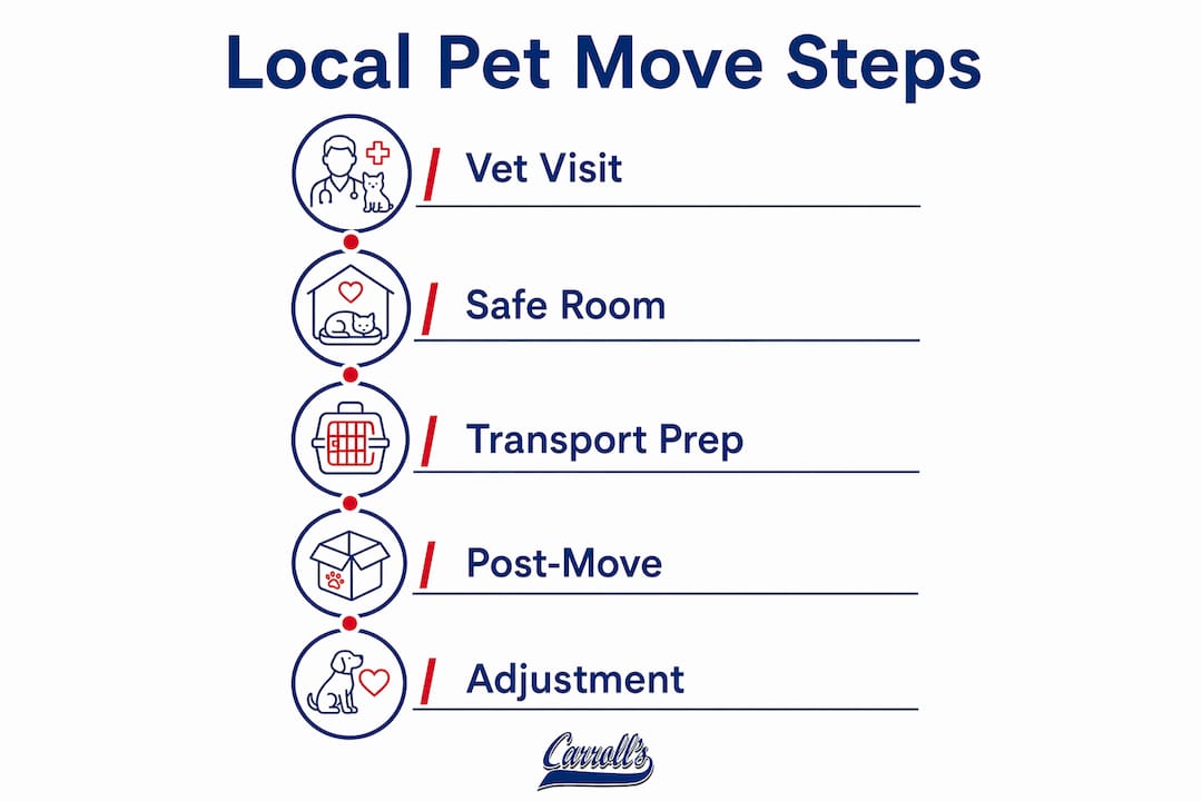 Infographic illustrating step-by-step local pet moving process