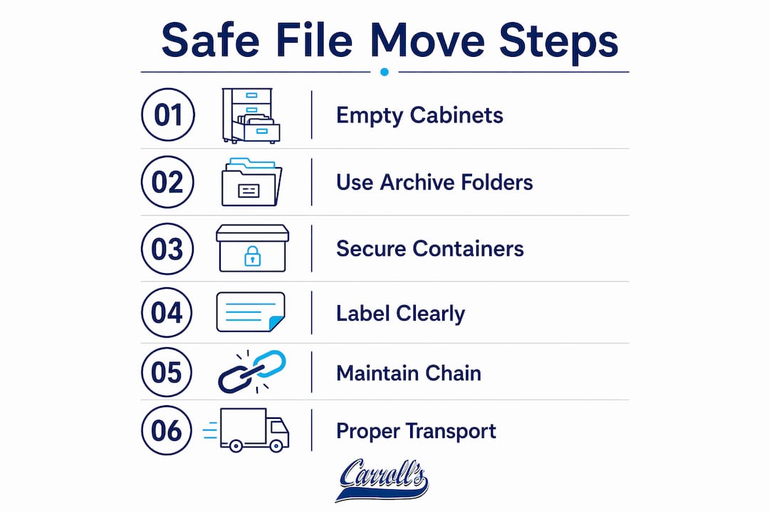 Infographic illustrating steps for safe file moving