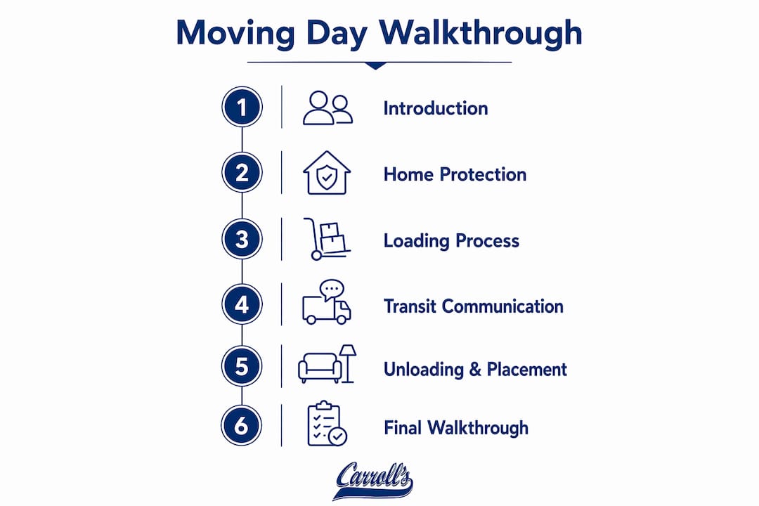 Infographic outlining moving day walkthrough steps