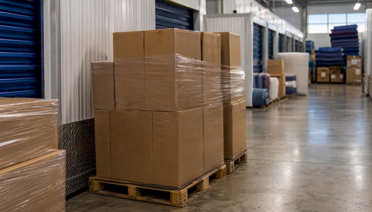 Interior of secure moving storage warehouse