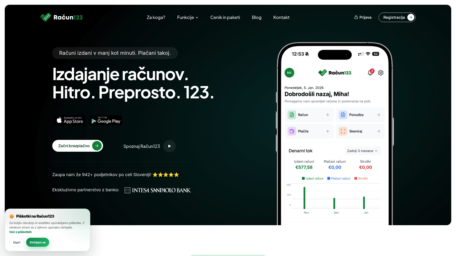 Račun123 aplikacija za izdajanje računov in predračunov