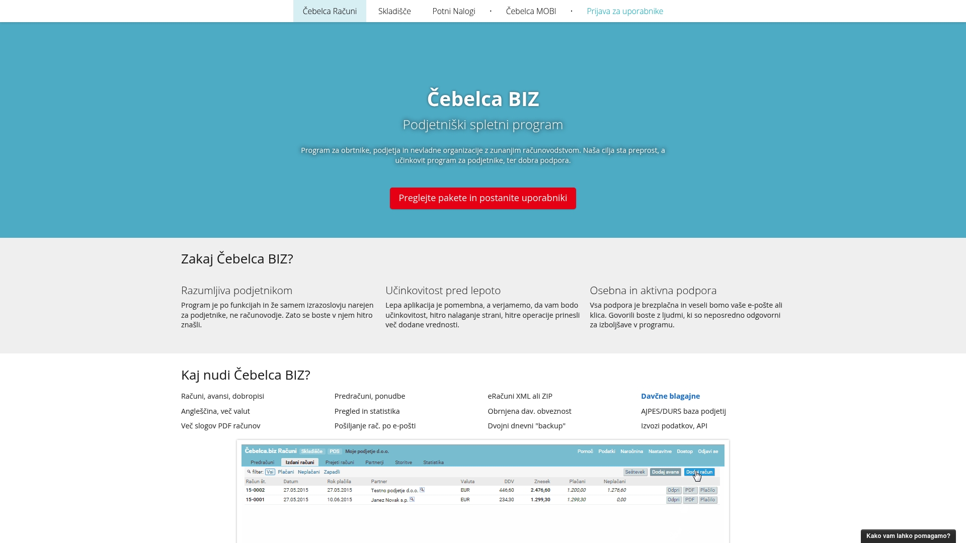 Čebelca BIZ program za račune