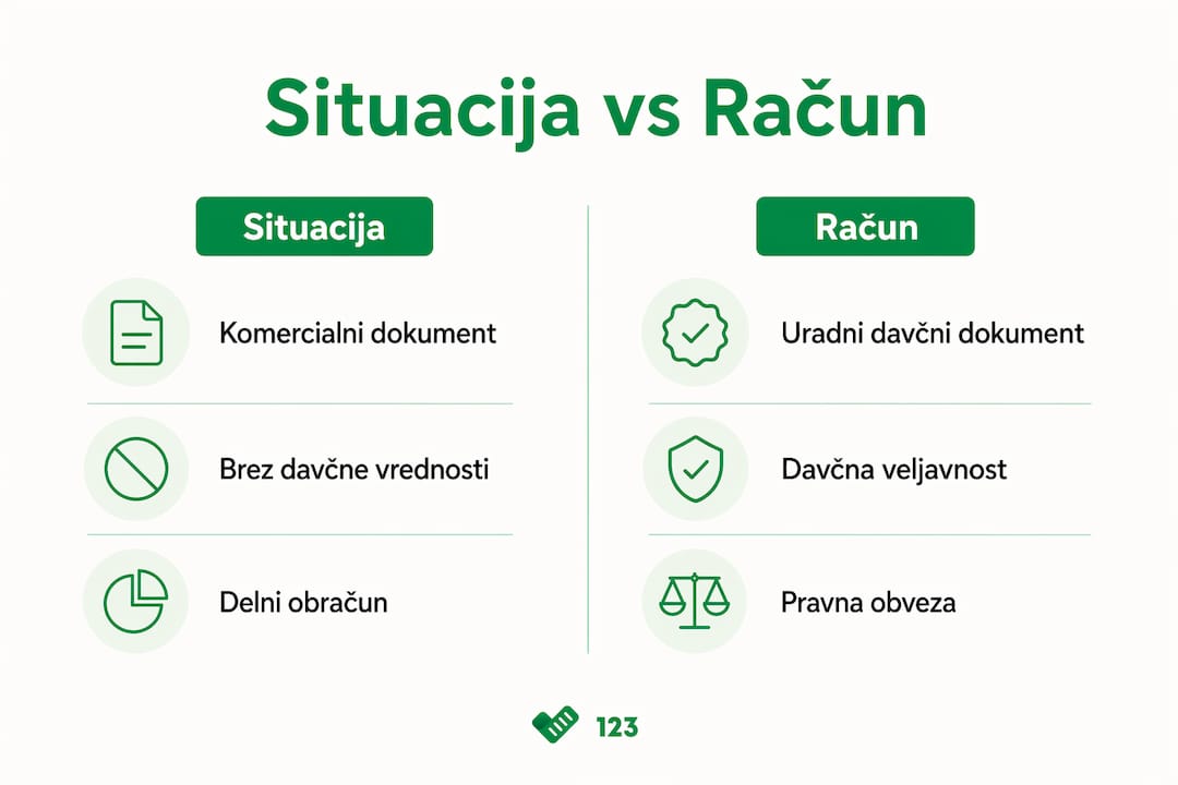 Glavne razlike med situacijo in računom