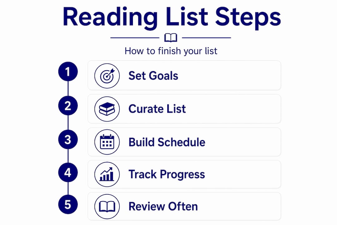 Infographic showing step-by-step reading list process