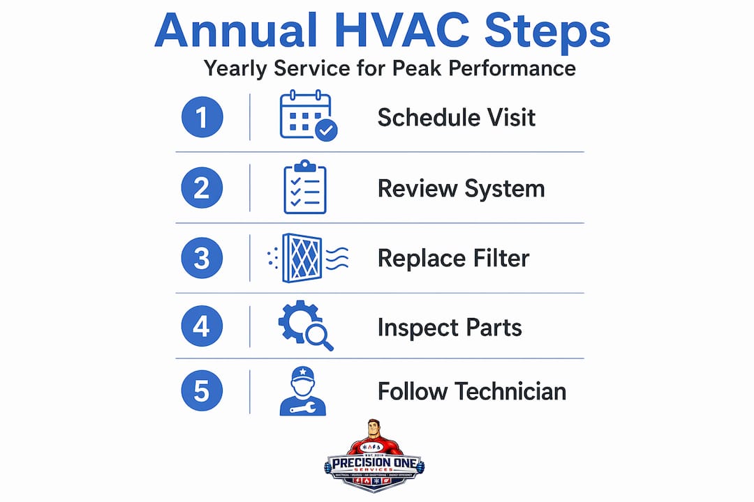 Infographic showing HVAC maintenance yearly steps