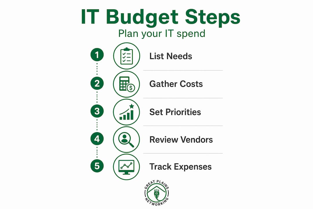 Infographic outlining five IT budget planning steps