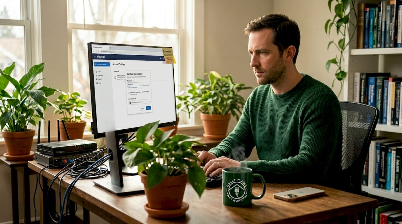 Staff enabling multi-factor authentication for security