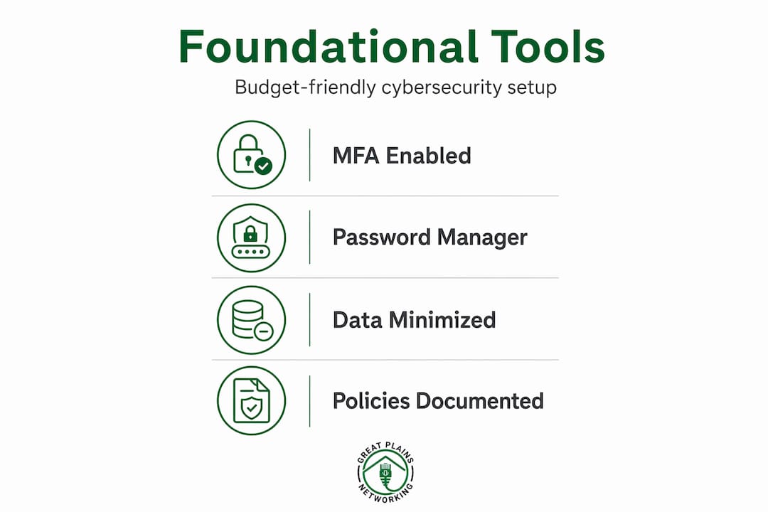 Infographic showing nonprofit cybersecurity setup steps