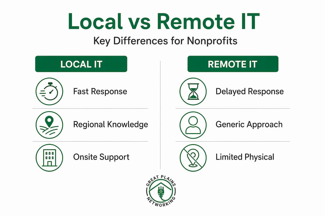 Infographic comparing local and remote IT support
