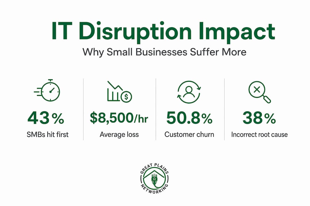 Infographic showing small business IT disruption statistics