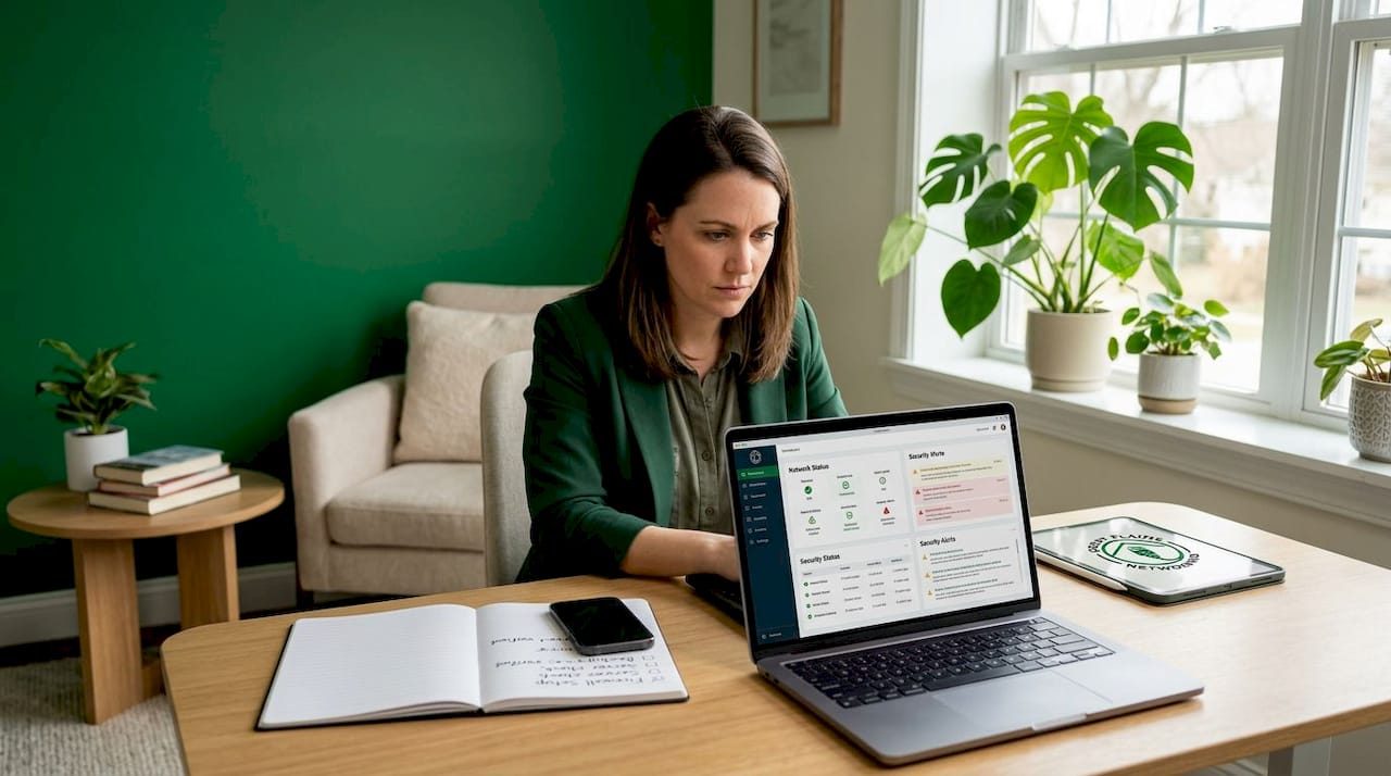 Small business owner working on IT checklist