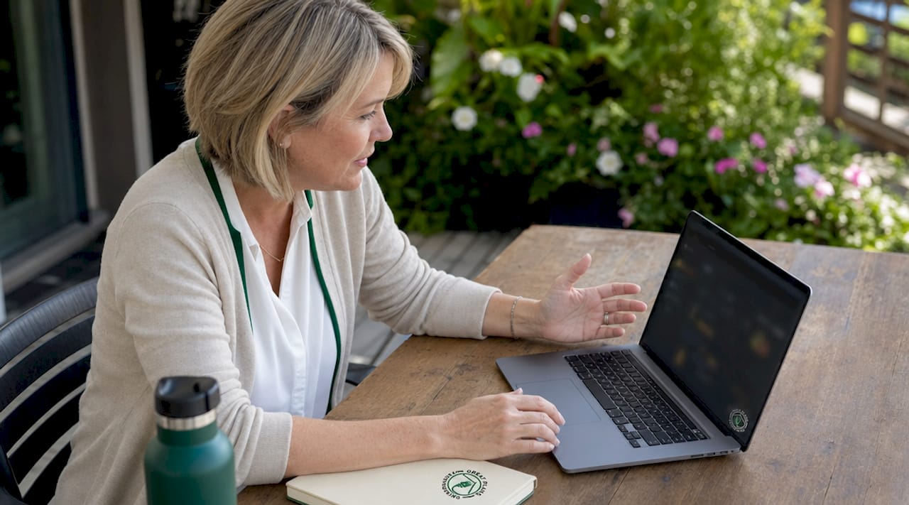Small business owner using IT tools at desk