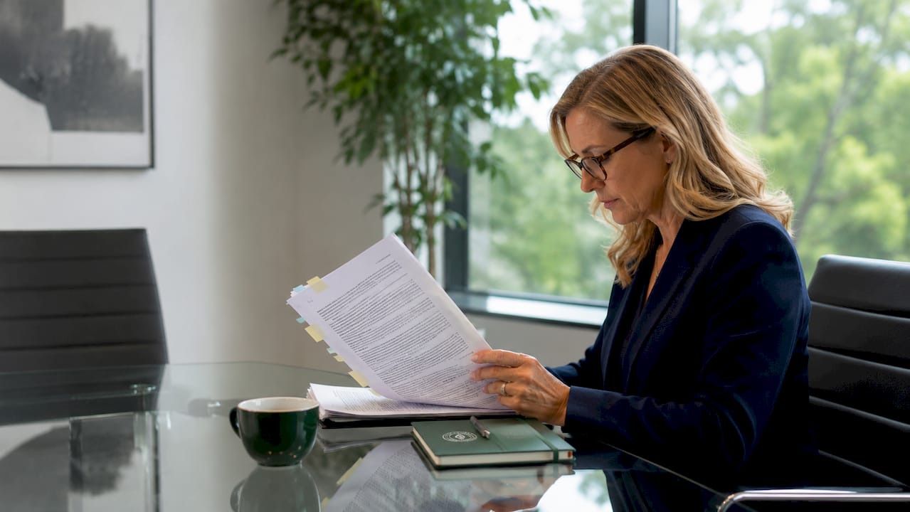 Law firm partner reviewing cyber insurance policy
