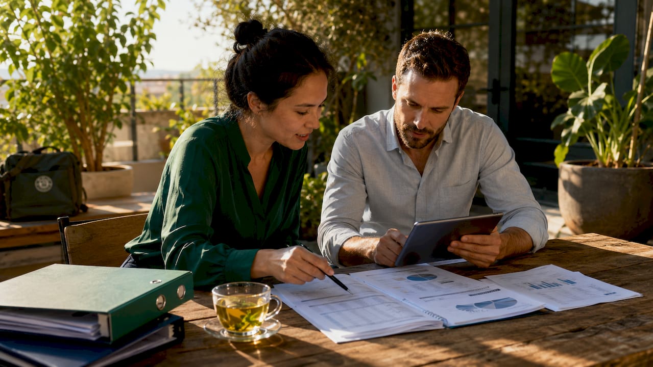 Two professionals analyzing IT contract risks