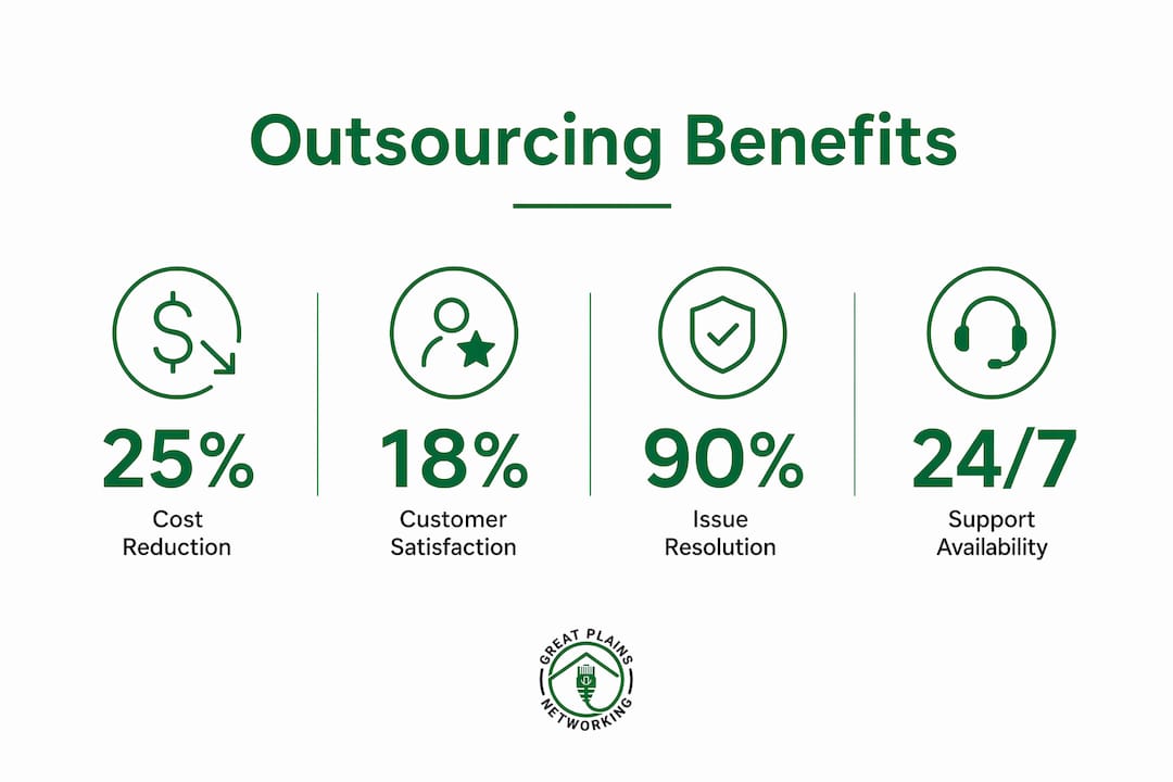 Infographic showing key benefits of outsourcing IT support