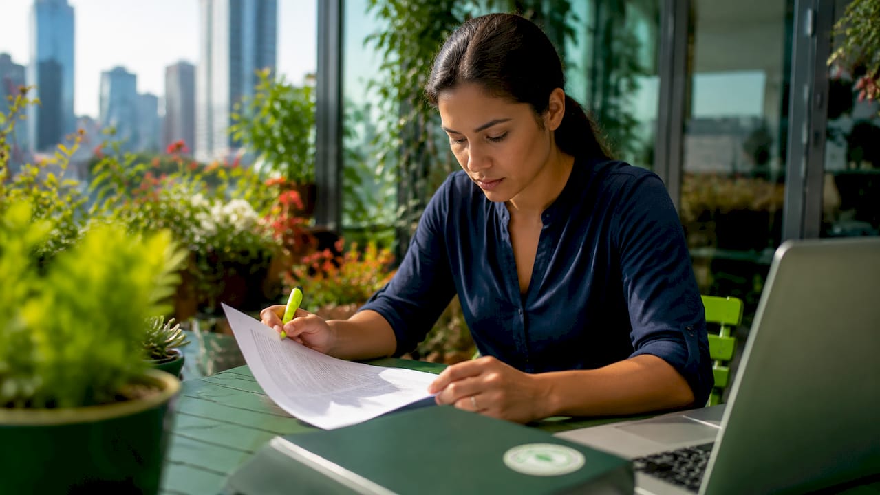 IT officer reviewing legal continuity plan document