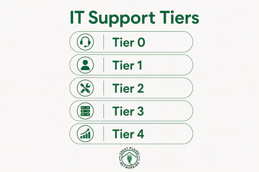 Infographic showing five tiers of IT support model