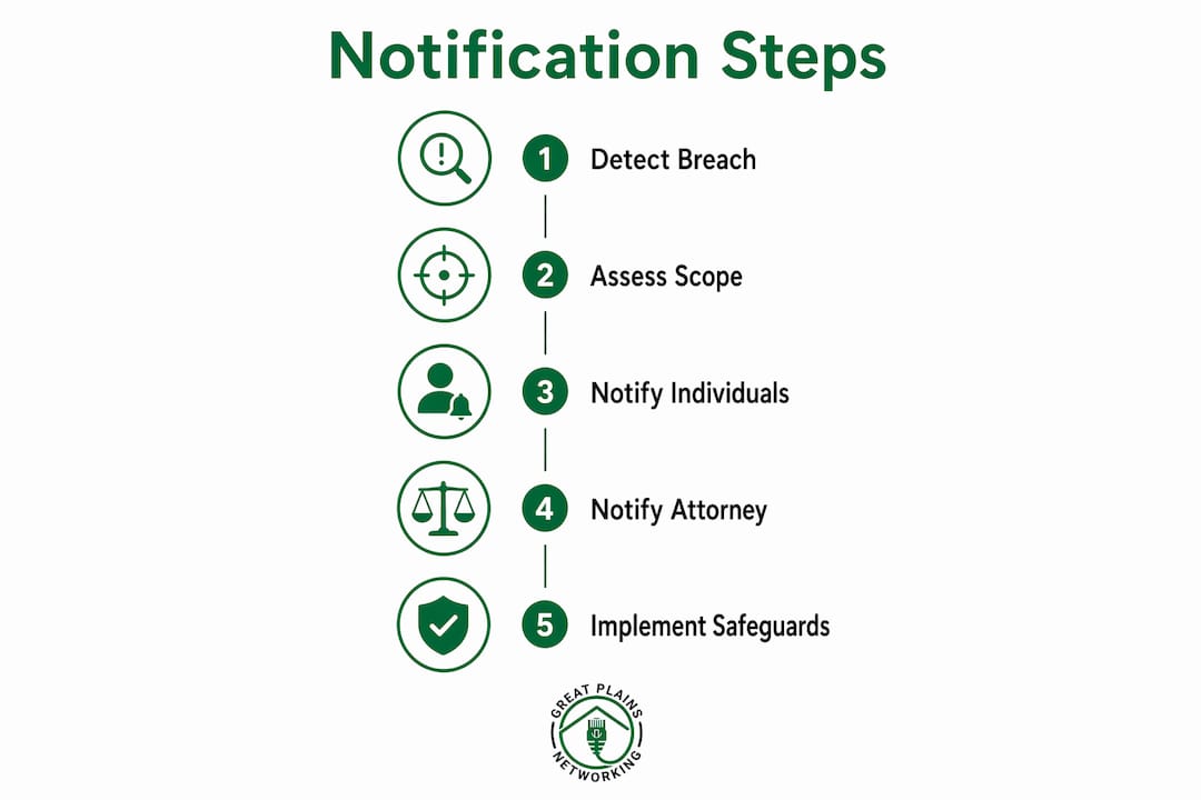 Infographic illustrating Oklahoma breach notification process