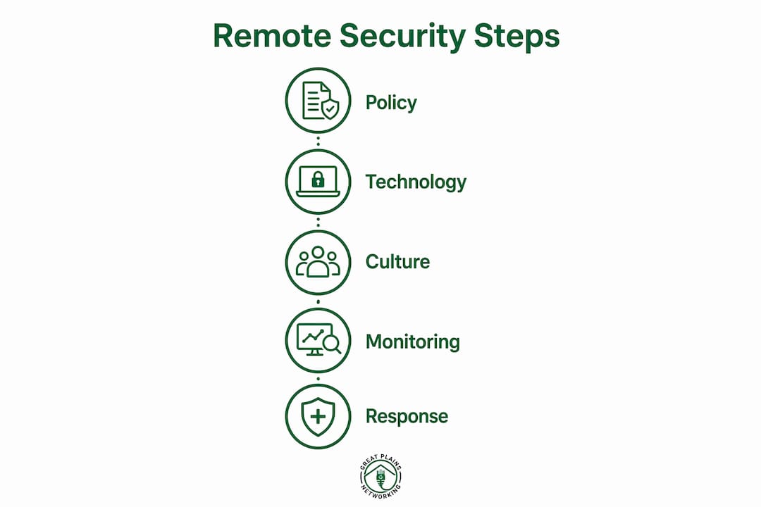 Infographic showing key steps to secure remote work