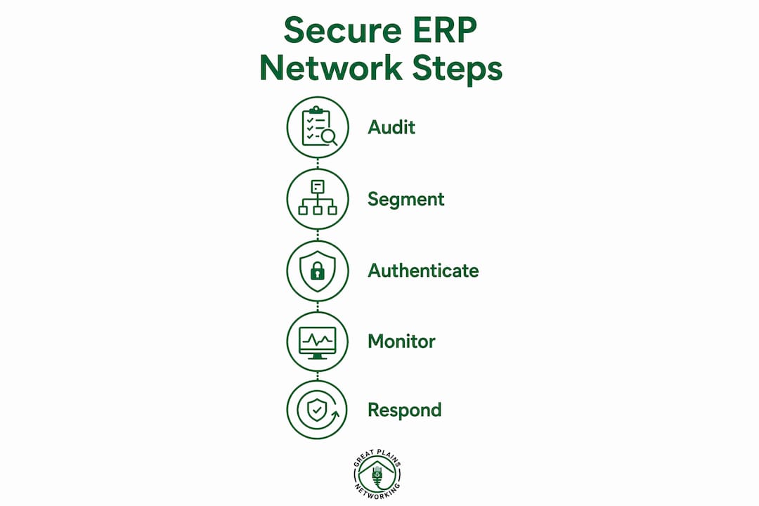 Infographic showing secure ERP network steps