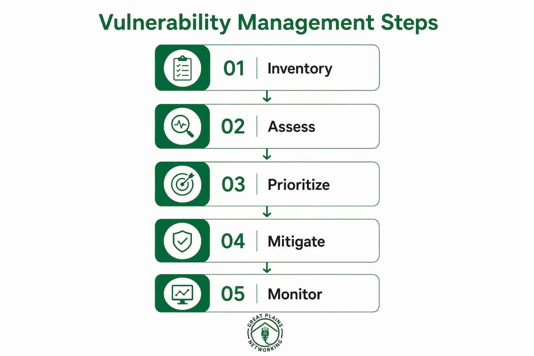 Infographic outlining vulnerability management steps