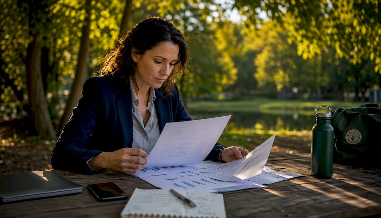 Cybersecurity analyst reviewing data breach documents