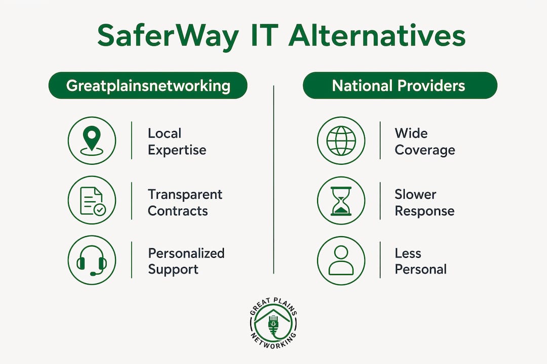 Infographic contrasting SaferWay IT alternatives