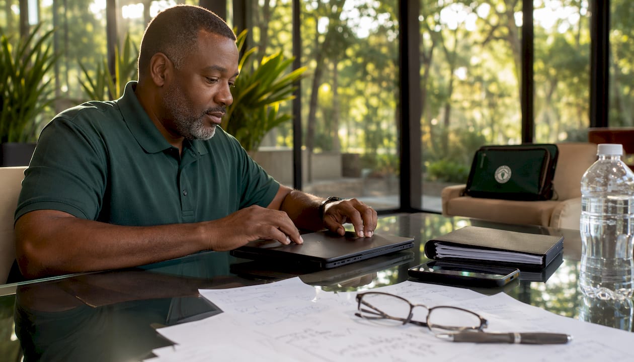 IT specialist working with HIPAA documents