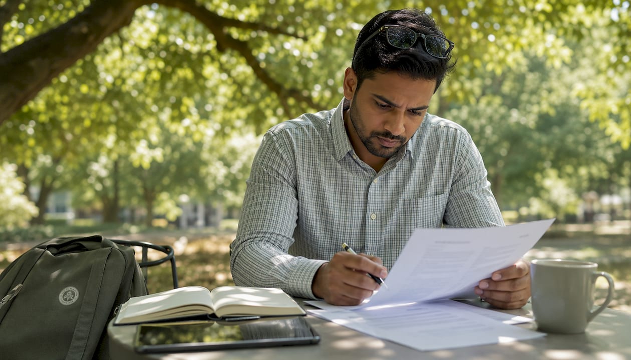 Person reviewing business associate agreement